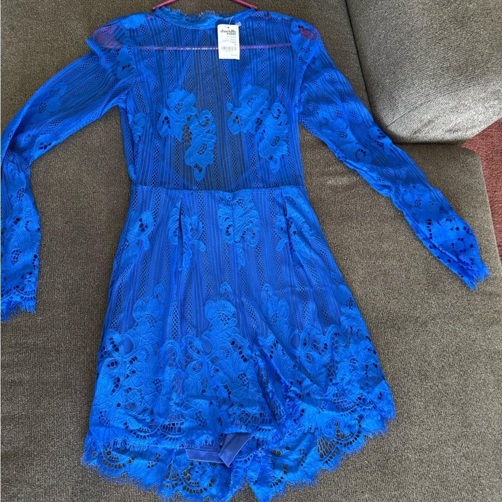 Zara Royal Blue Lace Romper